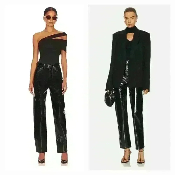 Agolde Pants - Agolde 90's Pinch Waist Black Patent Leather